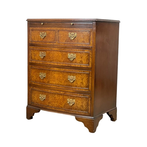 969 - A Georgian style Burr Walnut chest of drawers with brushing slide. 61.5 x 42 x 79cm