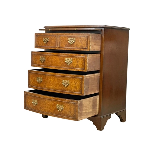 969 - A Georgian style Burr Walnut chest of drawers with brushing slide. 61.5 x 42 x 79cm