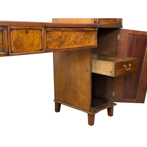 973 - A large late George III flamed mahogany pedestal sideboard. Circa 1800-1820. 247.5 x 64 x 111.5cm