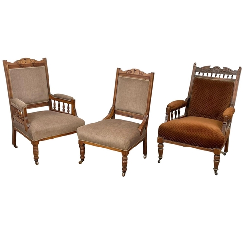 983 - 3 Edwardian parlour chairs.