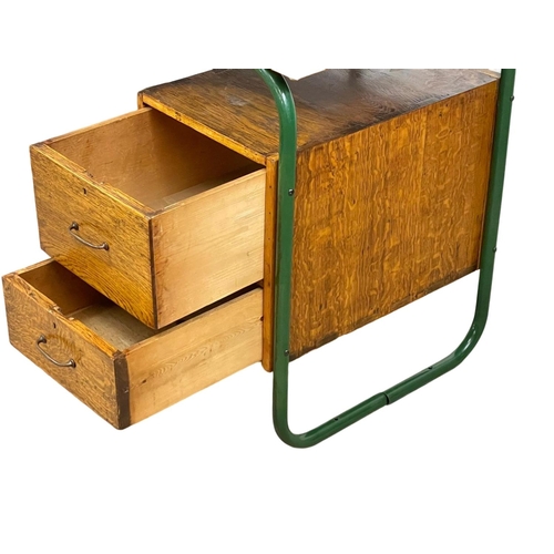 991 - An early 20th century ‘Bauhaus’ oak and tubular desk, with 2 drawers. Circa 1930. 113 x 61 x 74cm