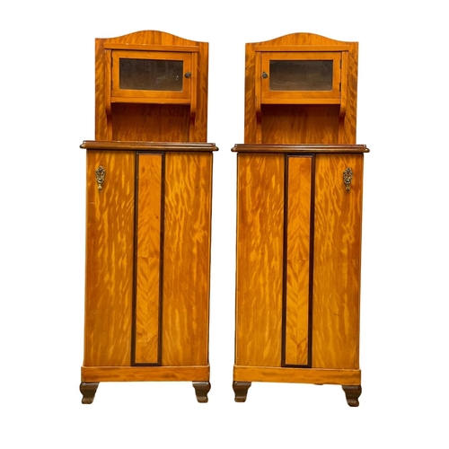 856 - A pair of Art Deco style bedside cupboards. 40 x 39 x 112.5cm