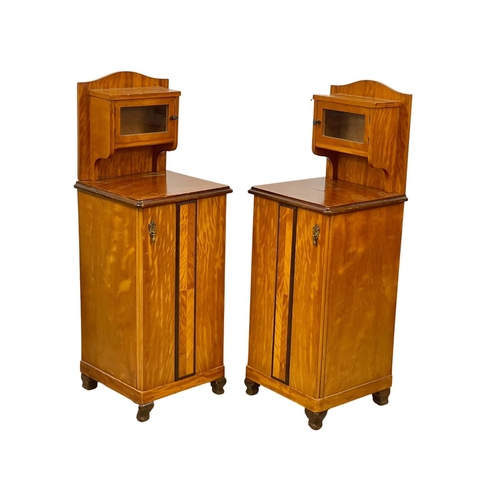 856 - A pair of Art Deco style bedside cupboards. 40 x 39 x 112.5cm