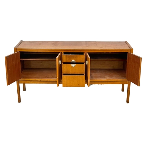 916 - A Mid Century teak sideboard, with chrome handles. 156 x 47 x 78cm.