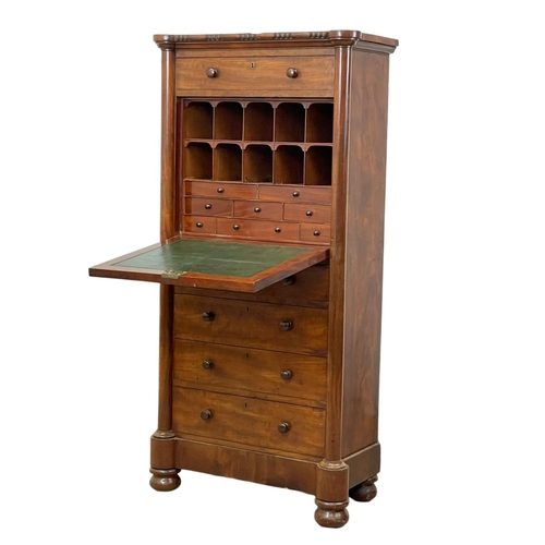 879 - A Victorian mahogany escritoire with 5 drawers. Circa 1850. 66 x 35 x 136.5cm