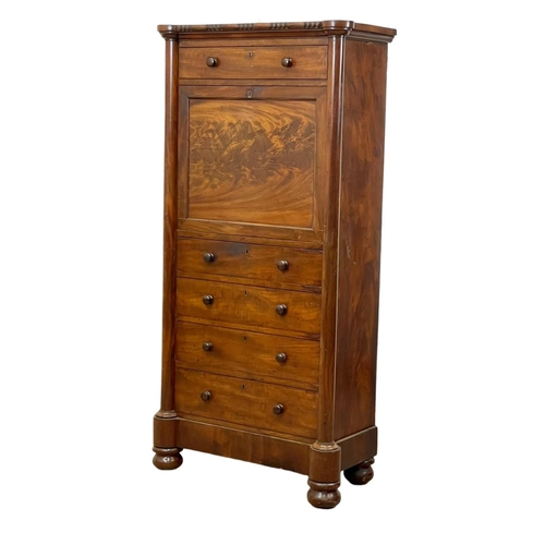 879 - A Victorian mahogany escritoire with 5 drawers. Circa 1850. 66 x 35 x 136.5cm