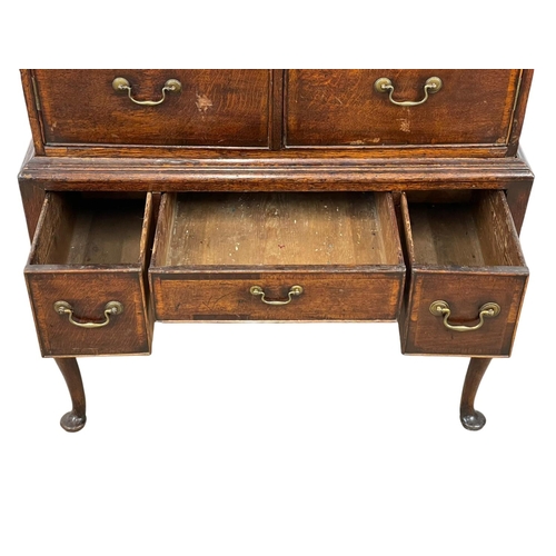 880 - An early George III oak chest on stand, with mahogany cross banding. Circa 1760. 101 x 54 x 164.5cm