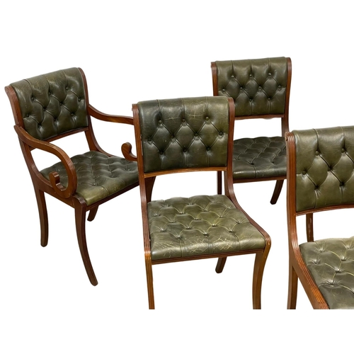 885 - A set of 6 deep button leather Regency style dining chairs.