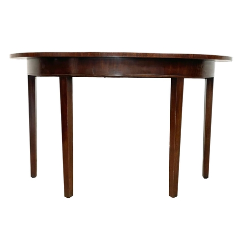 1063 - A Georgian mahogany D-End console table. 129 x 57.5 x 73cm