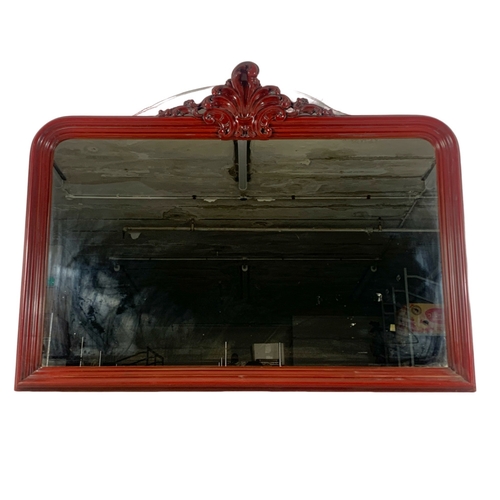 1075 - A large ornate frame overmantle mirror. 150 x 113cm