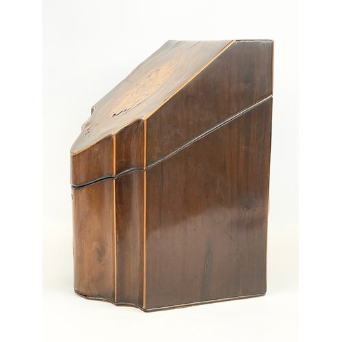 2 - A late 18th century George III inlaid mahogany knife box, with original liner. Circa 1780-1800. 22 x... 