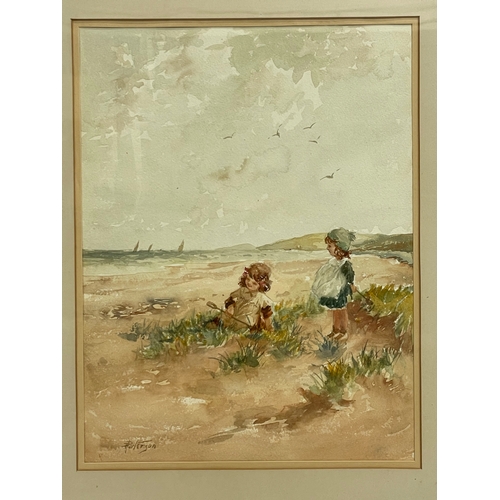 34 - A large early 20th century watercolour painting by F. Paterson. Titled “On Girvan Coast” painting me... 