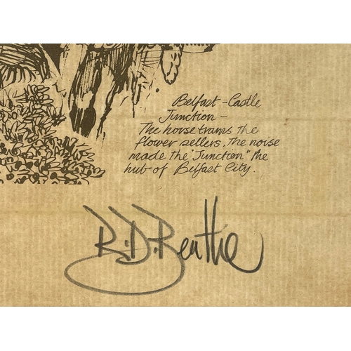 64 - A signed print my renowned Irish artist Robert. D. Beattie. Number 53. Belfast Castle Junction. 32 x... 