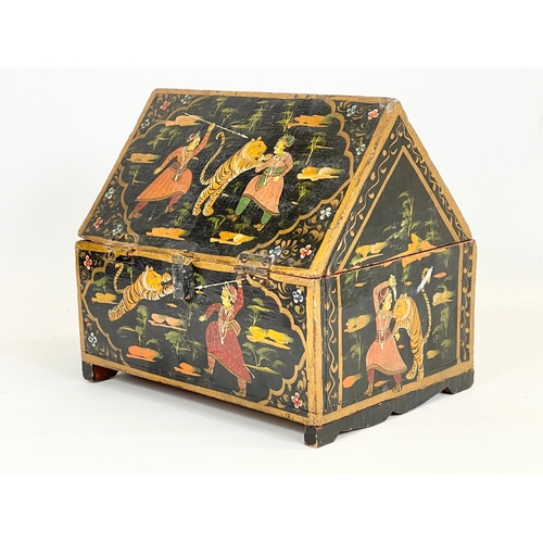 261 - A hand painted Indian style box. 28 x 21 x 25cm