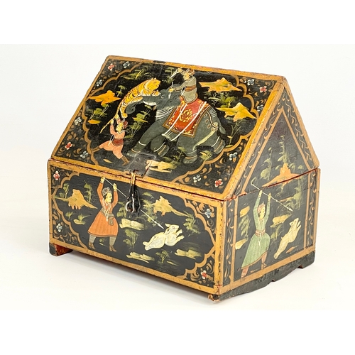 261 - A hand painted Indian style box. 28 x 21 x 25cm