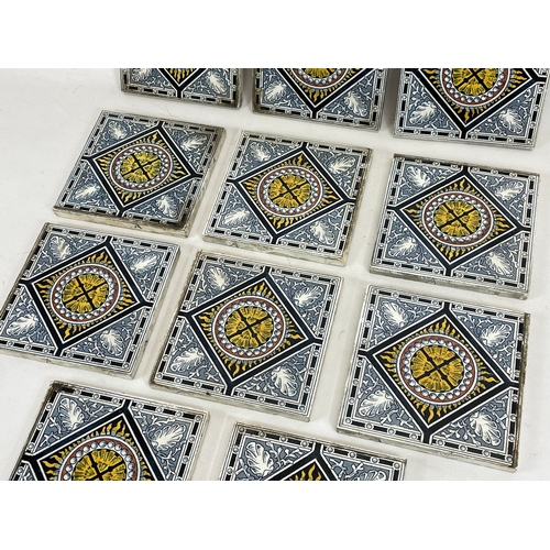 69 - A set of 11 late Victorian tiles. 15.5cm