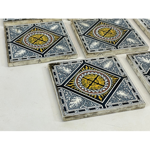 69 - A set of 11 late Victorian tiles. 15.5cm