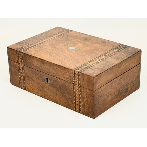 74 - A Victorian walnut ‘Tunbridge Ware’ jewellery box. 25 x 17.5 x 9.5cm