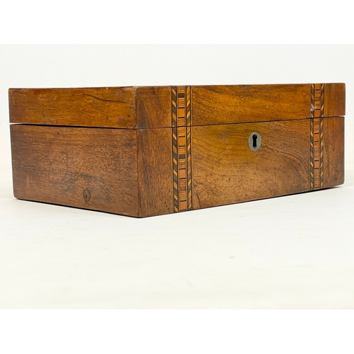 74 - A Victorian walnut ‘Tunbridge Ware’ jewellery box. 25 x 17.5 x 9.5cm