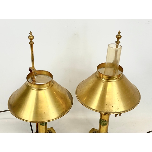 79 - A pair of Orient Express brass telescopic table lamps. Paris Istanbul. 53cm