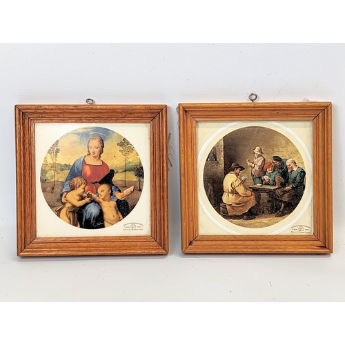 112 - A pair of vintage framed tiles by Gorski Design, Republic of Ireland. 18.5x18.5cm