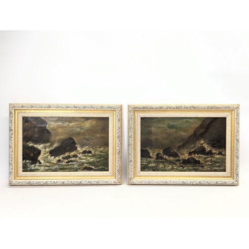 113 - A pair of late 19th / early 20th century oil paintings by M. Blair, reframed. 44.5x33cm with frame, ... 