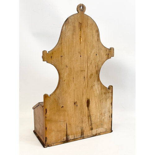 117 - A Victorian pine combination cutlery rack and candle box. 33 x 17 x 56cm
