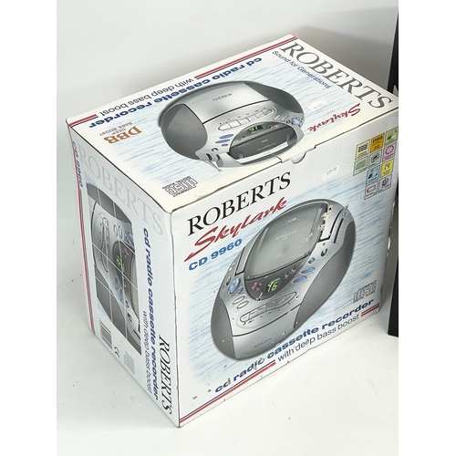 173 - 3 Roberts radios in boxes. Roberts Skylark, Roberts Revival Blutune, Roberts Zoombox 3.