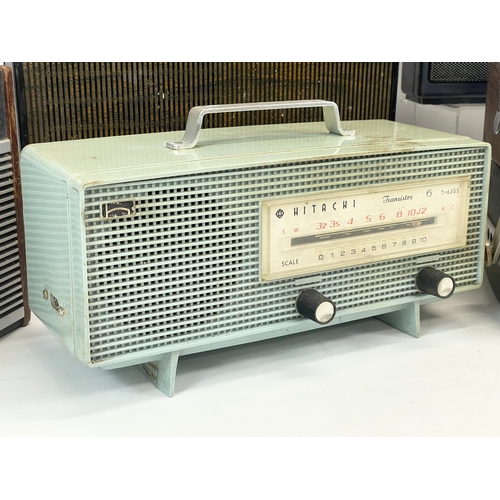 189 - A collection of vintage radios. Hitachi T-635S, Hacker Hunter Radio LTD VHF, Vega Spidola, Grundig M... 