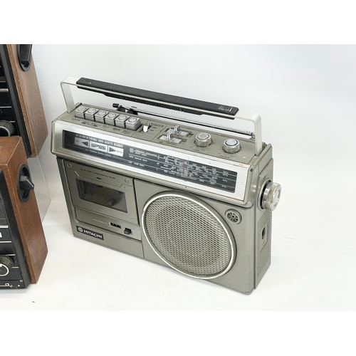 190 - A collection of vintage radios. Hitachi portable radio cassette recorder, VEF Transistor, 2 Selena r... 