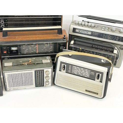 190 - A collection of vintage radios. Hitachi portable radio cassette recorder, VEF Transistor, 2 Selena r... 