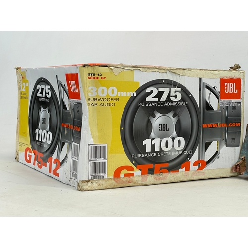 196A - 2 unused car speakers in boxes. JBL GT5-12, Welltech 2 way car loudspeaker set.