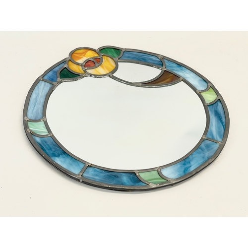 277 - A stained glass mirrored . 43x45cm