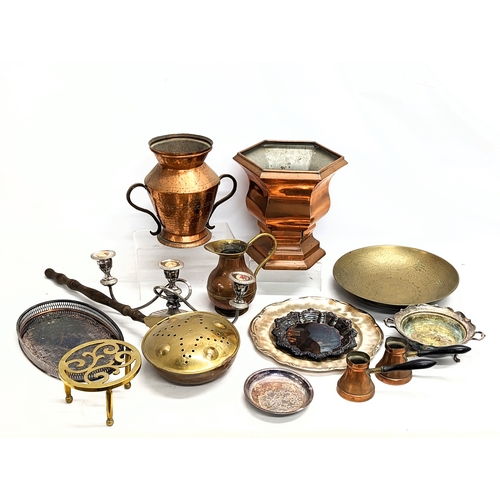 760 - A quantity of Victorian and vintage copper, E. P. N., And brassware.