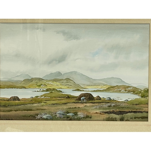 248 - A large watercolour painting, by Olive. E. Davison. Lough Anure County Donegal. Painting measures 52... 