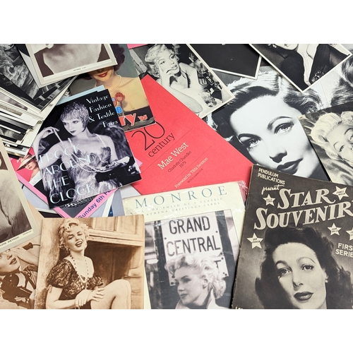 251 - A large quantity of postcards, photographs, pamphlets of actresses from The Golden Age of Hollywood,... 