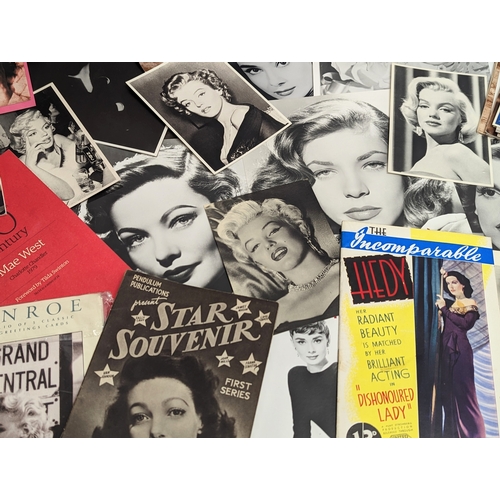 251 - A large quantity of postcards, photographs, pamphlets of actresses from The Golden Age of Hollywood,... 