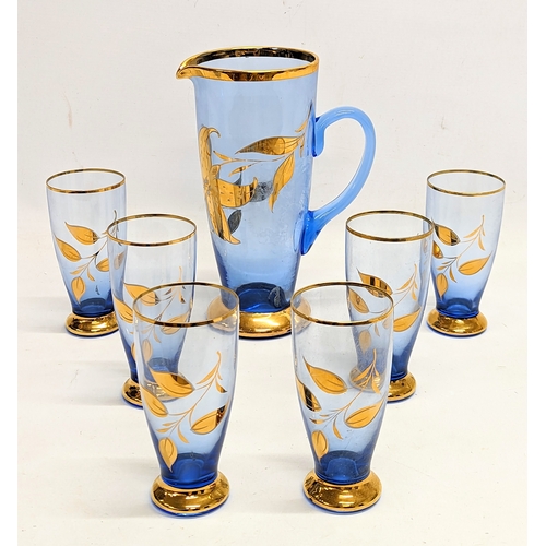 758A - A 1960s Mid Century glass drinking set. Glasses measure 15.5cm