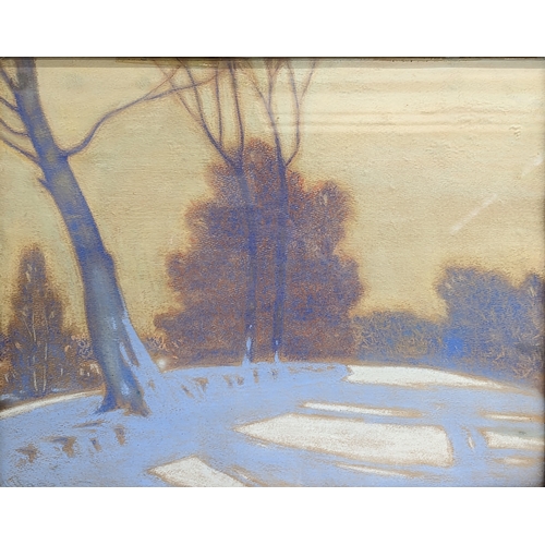 280B - 2 large signed pastel drawings of Canadian winter scenes in Ontario, 1940s, in gilt frames. 60x50.5c... 