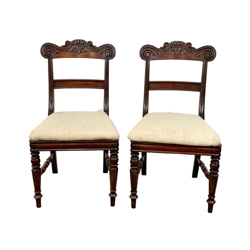 1033 - A pair of early 19th century William IV carved mahogany side chairs. Circa 1830.