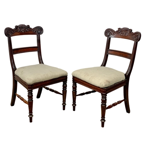 1033 - A pair of early 19th century William IV carved mahogany side chairs. Circa 1830.