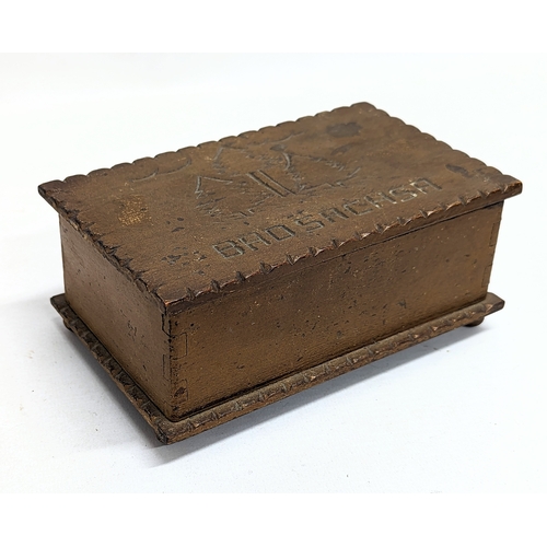 280H - An early 20th century Back Forest trinket box, engraved Bad Sachsa. 15.5x9.5cm