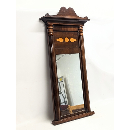 200C - A mid 19th century Continental inlaid mahogany pier mirror 1830s. 52x9x105cm