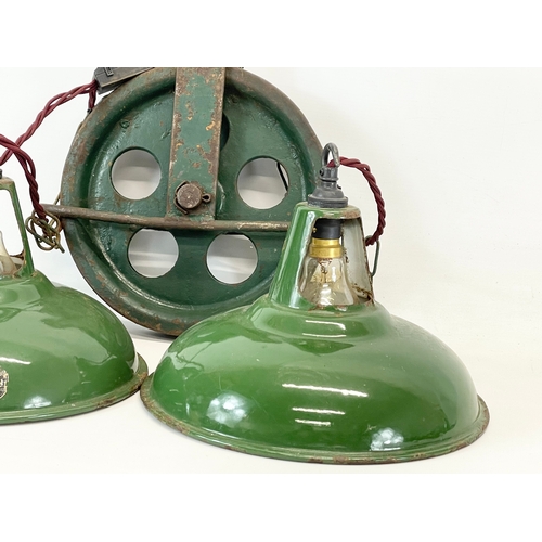 15 - A pair of 1930’s industrial lights, by Coolicon with Edison style bulbs. 28x22cm