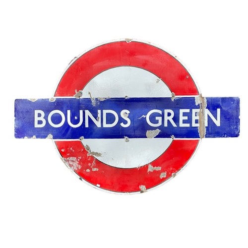 18 - A large vintage London Underground enamel sign. Bounds Green. 148.5x103cm