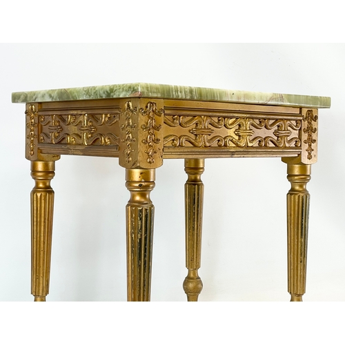 30 - A vintage ornate gilt wood end table with onyx top. 46x37x48.5cm