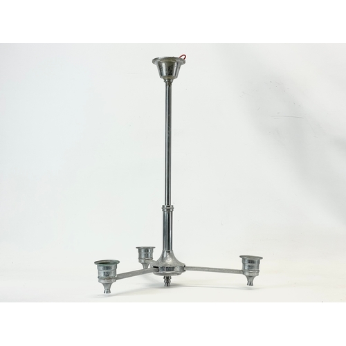 35 - An Art Deco chrome chandelier. 1920-1930.45x59cm