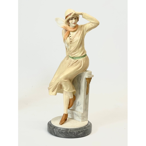 396 - A large Royal Doulton ‘Classique’ figurines on marble bases. Harriet and Susanne. 28cm