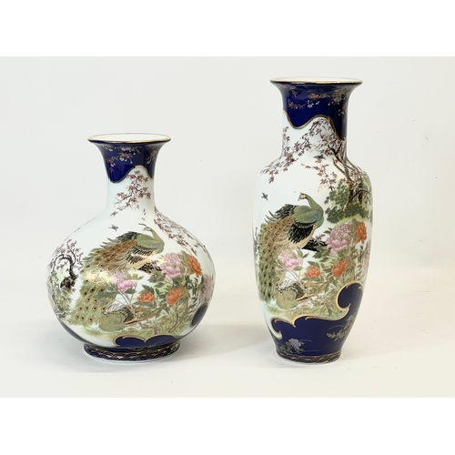 398 - 2 Shibata Chinaware LTD Japanese pottery vases. Tallest 31cm