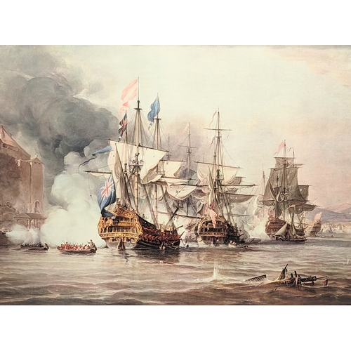 66 - A large print of George Chambers Senior's (1803-1840) The Capture of Puerto Bello, 21 November 1739.... 